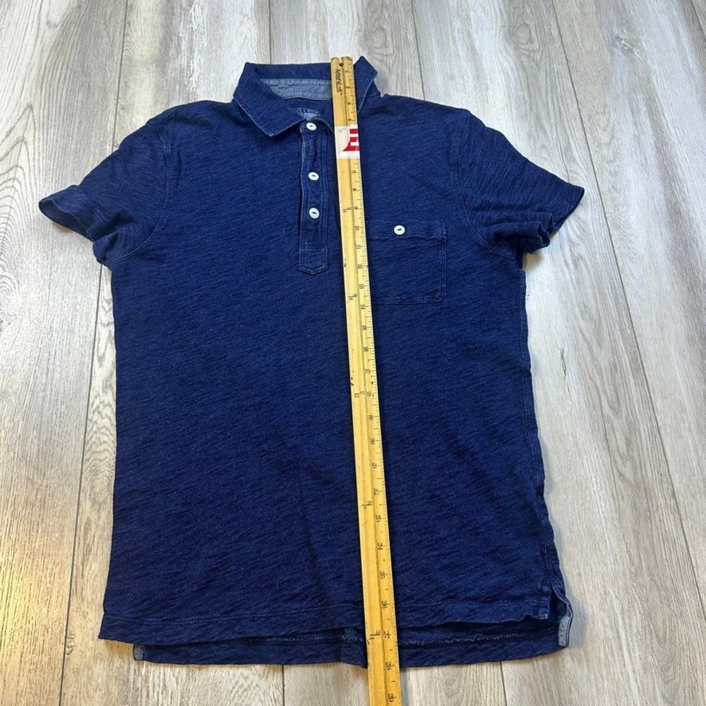 Wallace & Barnes Polo Shirt Mens Small Indigo Blue Pocket Cotton Preppy Slim - Picture 4 of 10
